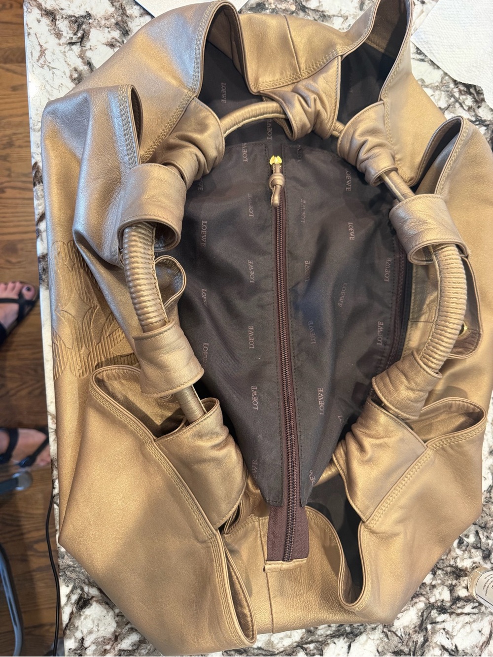Loewe Nappa Aire Shoulder Bag - Gold Iridescent Leather - Picture 9 of 15
